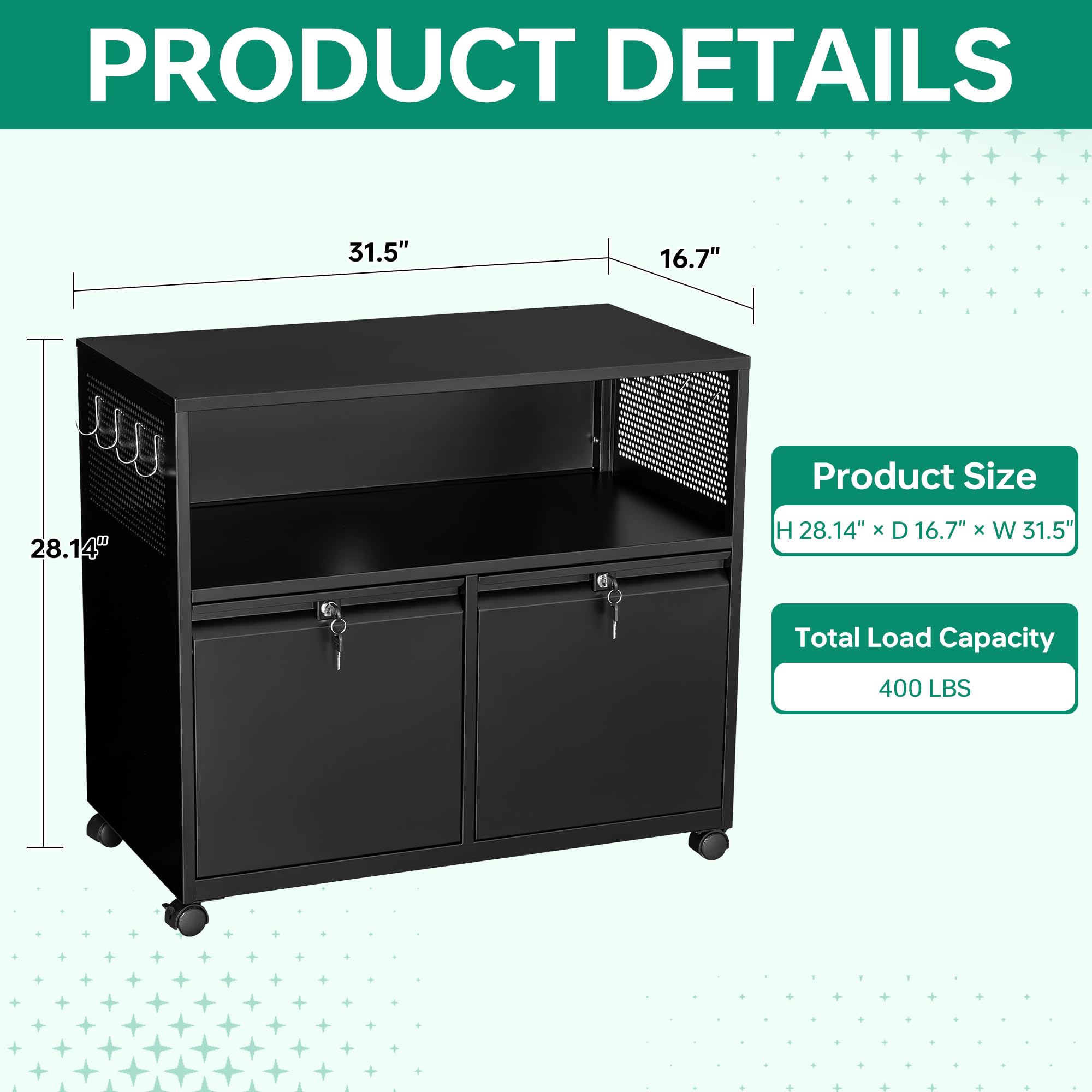 Archivador móvil con dos cajon - Printer Stand reseña y precio